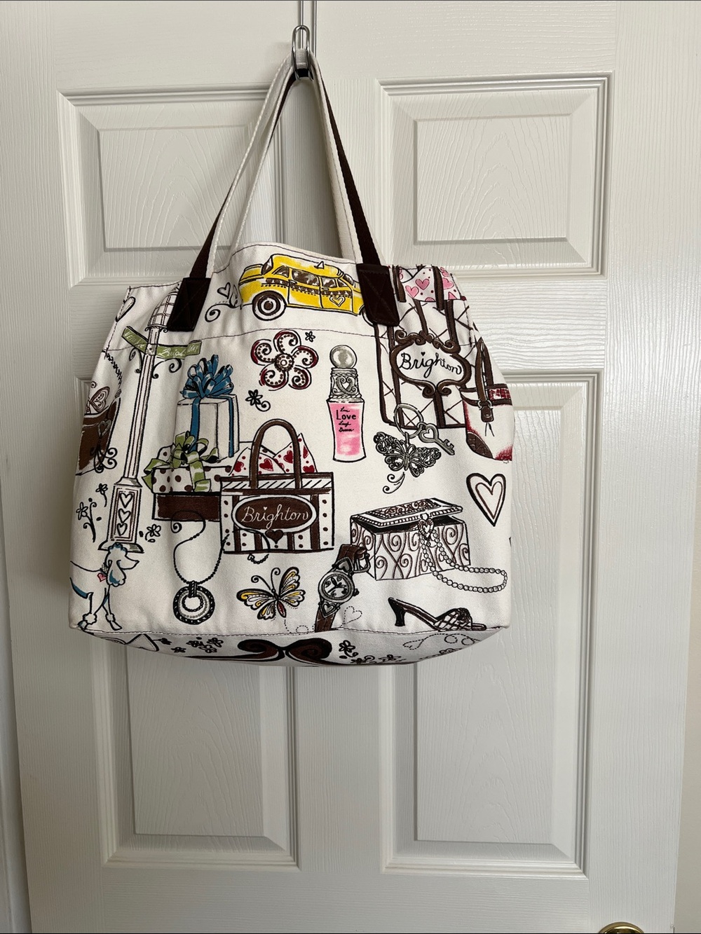 Brighton White Canvas Tote BFT Boulevard City Bag
